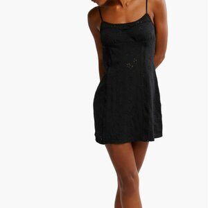 Free People Full Bloom Stretch Cotton Eyelet Mini Slipdress